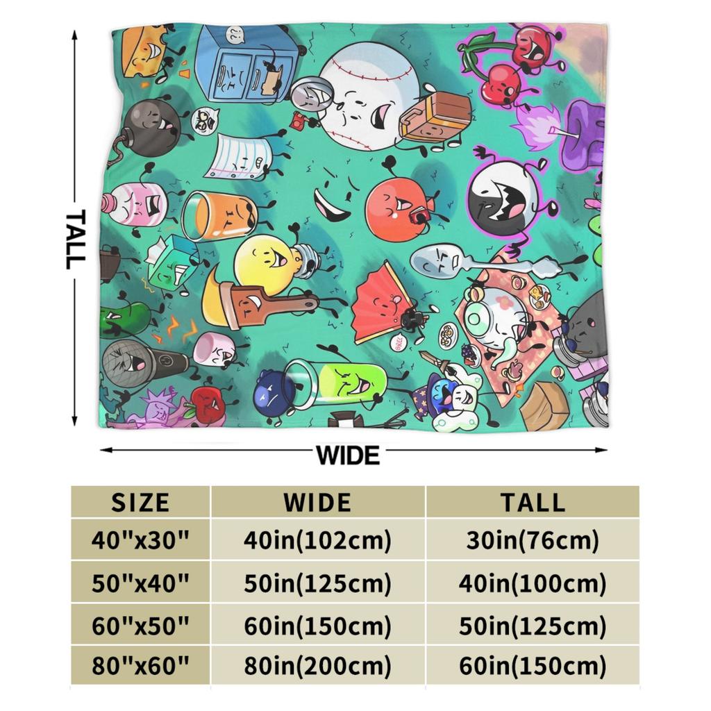 BFDI Inanimate Insanity All Characters Blanket Warm Soft Plush Throw Blanket For Home Decor Picnic Flannel Bedspread Bed Cover