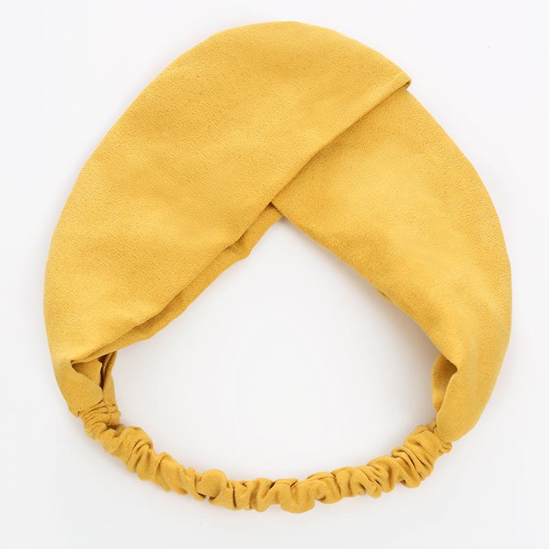 

Вязаная повязка для волос в стиле ретро, ​​женская повязка на голову, корейская спортивная однотонная замшевая повязка для макияжа с перекрестной тканью, замшевая повязка для волос LXY жёлтый