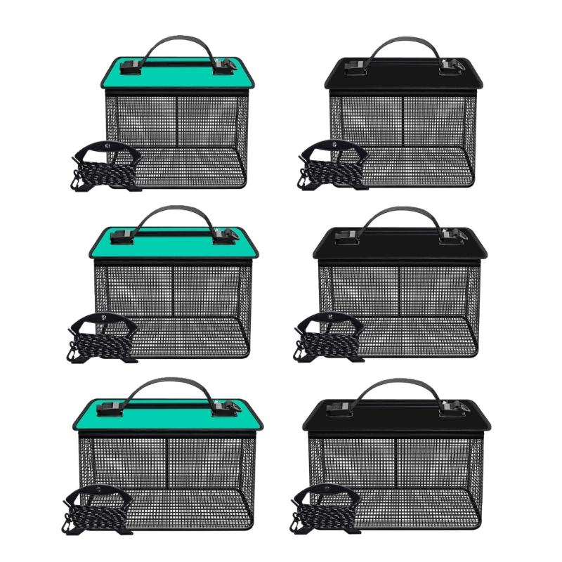 Portable Meshes Fishing Net Storage Cage Floating Fishing Basket Live Fish Protectors Fishing Holder Bucket Easy to Use
