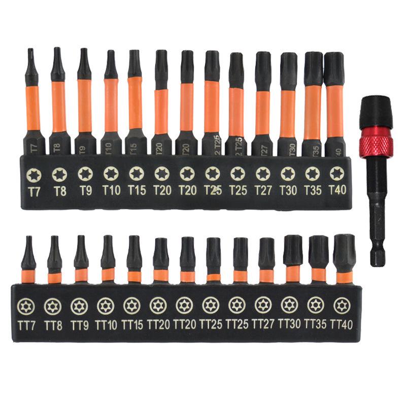 26-Piece S2 Alloy Steel Torx Bit Set, Solid & Hollow, 25mm/50mm for Electric Screwdrivers