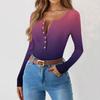 Women's  And Winter Slim Bottom T-shirt Fashion Casual Gradient Printing Round Neck Pullover Long Sleeve Top