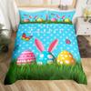 Juego de Ropa de Cama Suave con Huevos de Pascua Estampado 3D Dibujos Animados de Conejo Huevos Funda Nórdica Funda de Almohada de Poliéster Saludos y Regalos Para el Día de Pascua