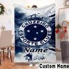 Custom Name Cruzeiro FC Crest Throws Blanket Flannel Blankets for Couch Bed Gifts for Men Women Picnic blanket Christmas fan gifts