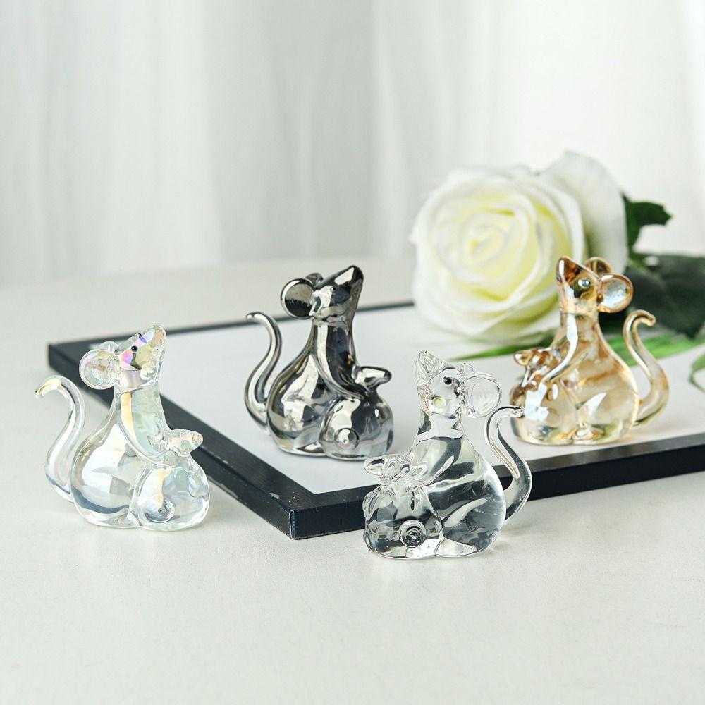 Attracting Wealth Crystal Rat Ornament Exquisite Table Ornaments Beautiful Animal Model  Desktop
