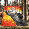1pc Cat Power Outdoor Flannel Blanket , Machine Washable Perfect Gift for Birthday , Holiday Travel Accessory , Durable Material