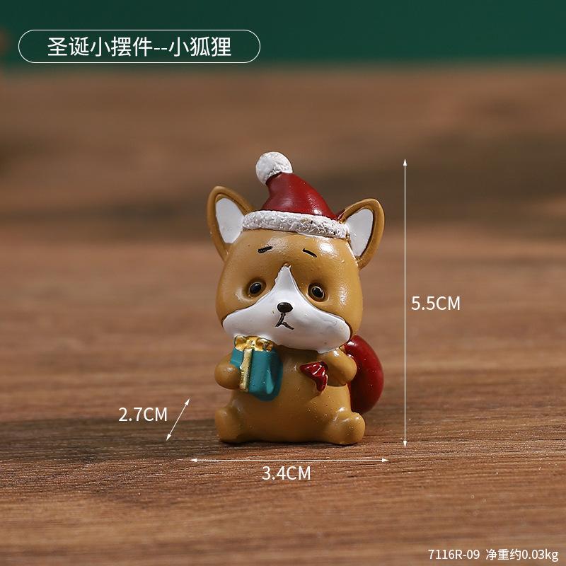 Christmas Mini Resin Figurines Christmas Decorations Ornament Desktop Cute Santa Clause Snowman Elk Ornament Navidad Xmas Decor