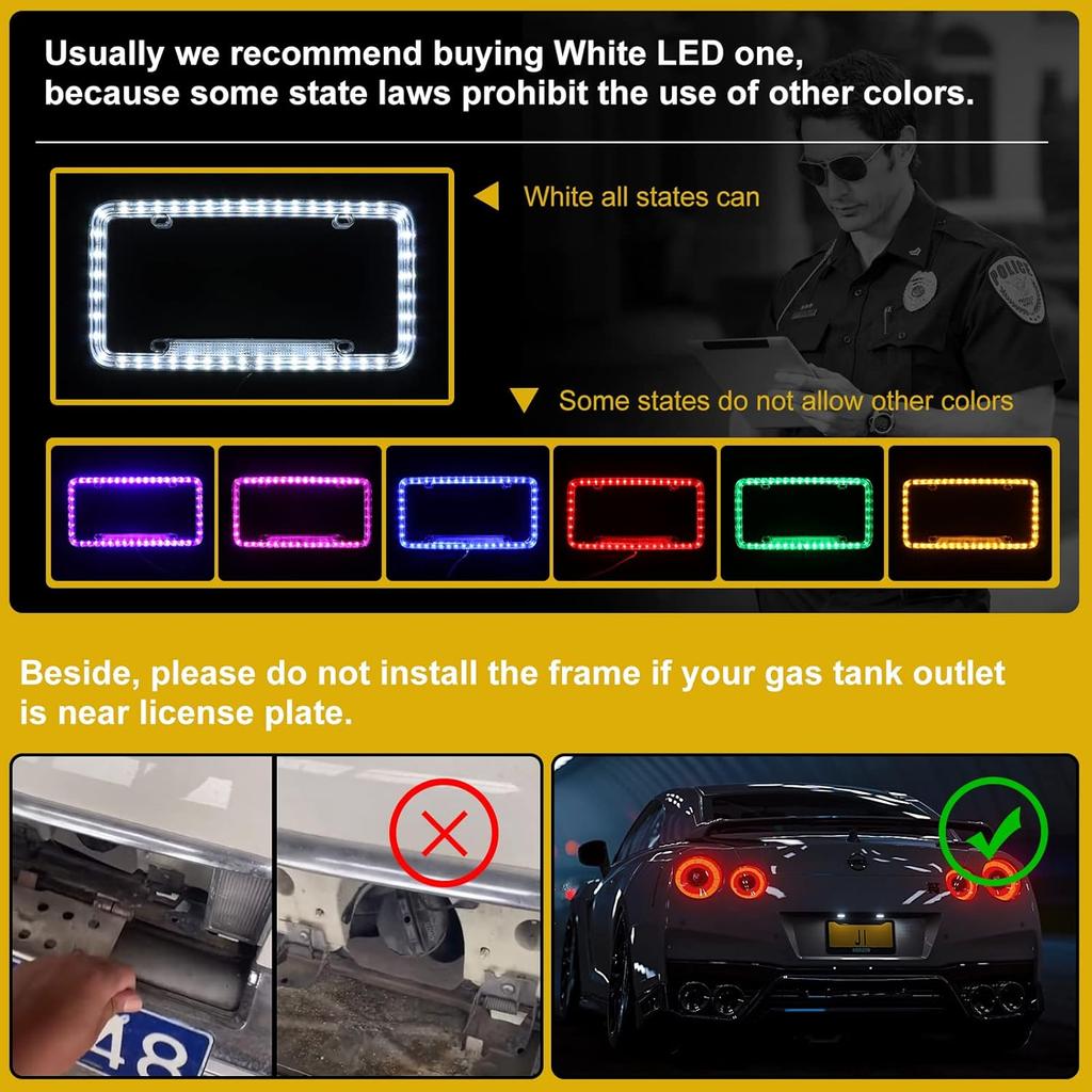 12 V 54 LED Color Light License Plate Frame Acrylic Plastic License Plate Cover-Blue