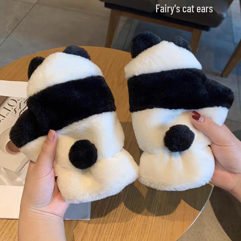 Women s Korean Style Plush Half-Finger Winter Gloves (2-Pair Set)