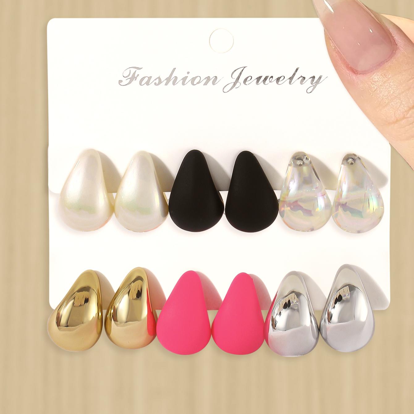 

Классические модные серьги-пусеты в форме капли воды, панк, гладкие серьги-капли, набор, очаровательные женские, повседневные, универсальные, для свиданий, вечеринок, циркон