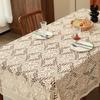 Elegant Retro Pastoral Style Lace Simple Crochet Tablecloth Cotton and Linen Coffee Table Cloth Background Cloth Placemat