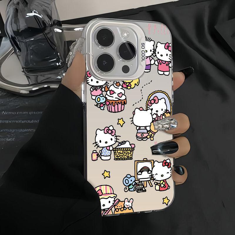 Applicable to Apple 11 mobile phone case iPhone11/11Pro cartoon color silver hard case Huawei p11 full screen kt cat