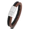 Hot Sale Spot Fashion Double Layer Multicolor Leather Stainless Steel Bracelet For Men