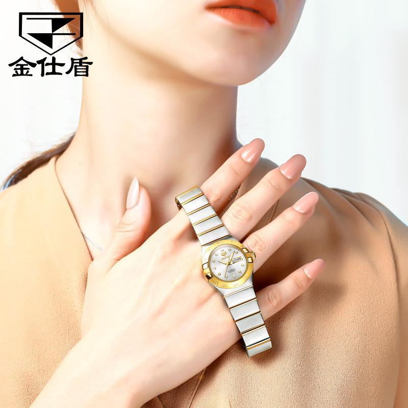 

JINSHIDUN Новые деловые и досуговые женские часы Полностью автоматические механические часы Бизнес анти-высококачественные часы