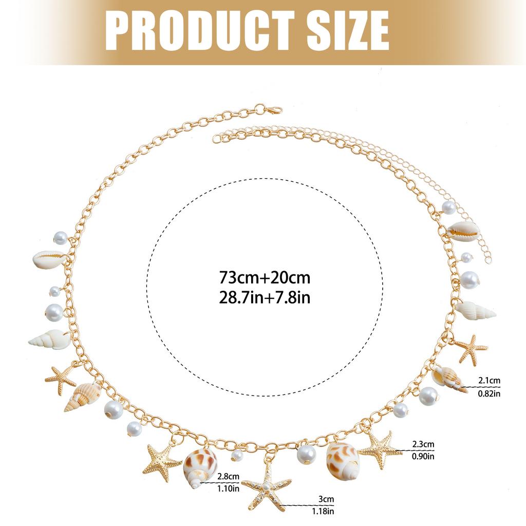 Bohemian Beach Waist Chain Belly Chain With SeaShell Pearl Starfish Decors For Women Girl Pool Parties Music Festival