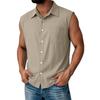 Men Sleeveless Button Down Shirt Casual Classic Fit Summer Lightweight Shirt with Chest Pocket for Daily Wear