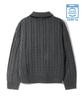 TRILLION Washable Half-Zip Collared Cable Knit (Charcoal)