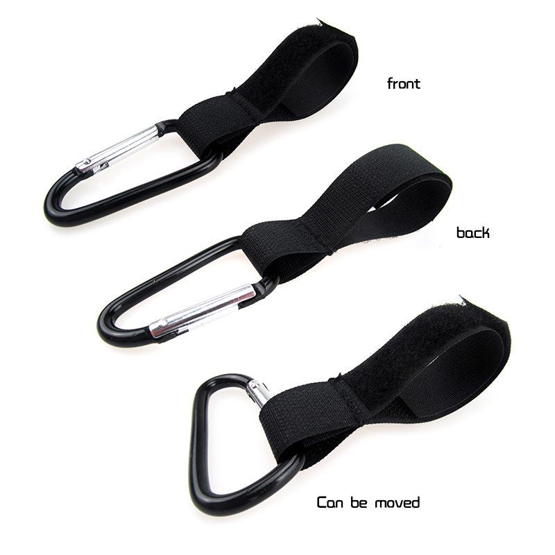 Metal Carabiner Stroller Hook with Nylon Velcro for Mummy Bags