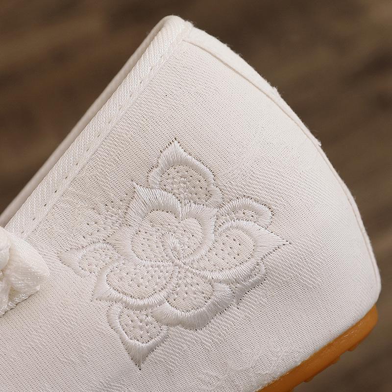 Dámské boty Hanfu - Jaro/Léto, Plochá Zenová Výšivka, Nízký Podpatek Etnický Styl pro Čajové Umělkyně