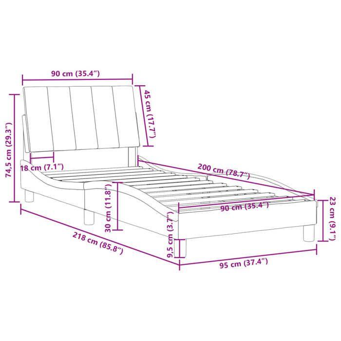 VidaXL Bed Frames with Headboard, Upholstered Bed, Slat Base, Single Bed, Adult Bedroom Bed 3207825