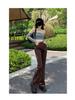 Women's High-Waisted Micro-Flared Slimming Jeans, Summer 2024 Collection, Nine-Point Wide-Leg Petite Fit