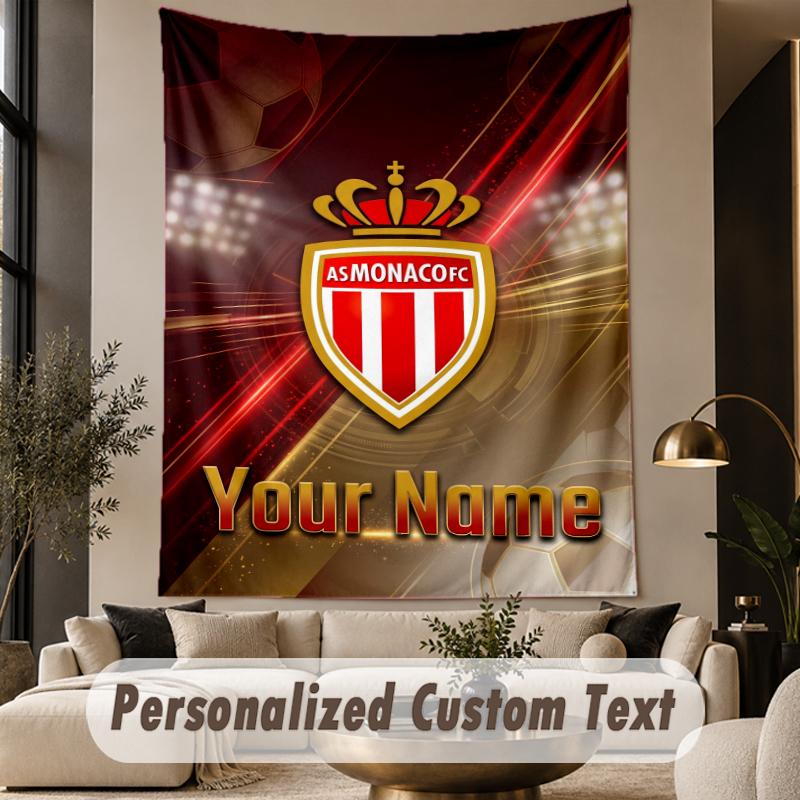 Custom Text Tapestry Monaco FC Print Wall Tapestry Indoor Living Room Wall Decor