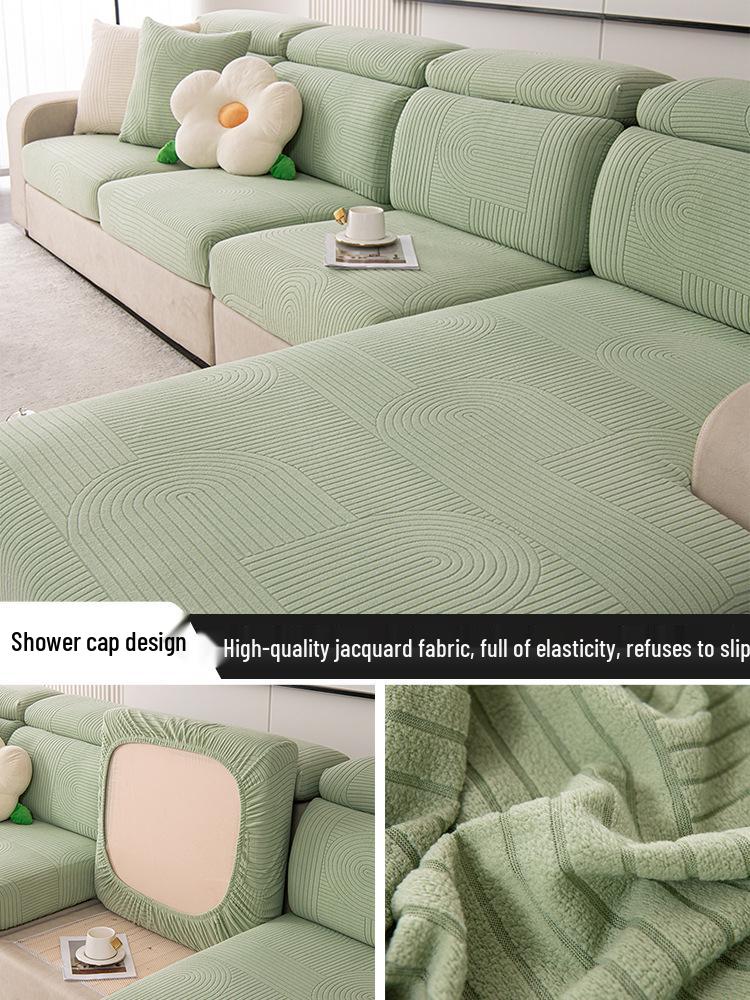 

Luxury Fantasy Velvet Stretch Sofa Cover: Premium Jacquard Full Wrap for Three-Seater with Chaise Lounge Cushion Cover 45*45cm (Pillow Not Included)