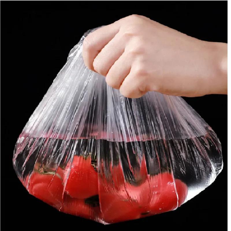 100 Stück Elastische Lebensmittelabdeckungen, Einweg-Plastikschüsseldeckel zur Aufbewahrung von Obst und Gemüse, Frischeverschluss-Folien