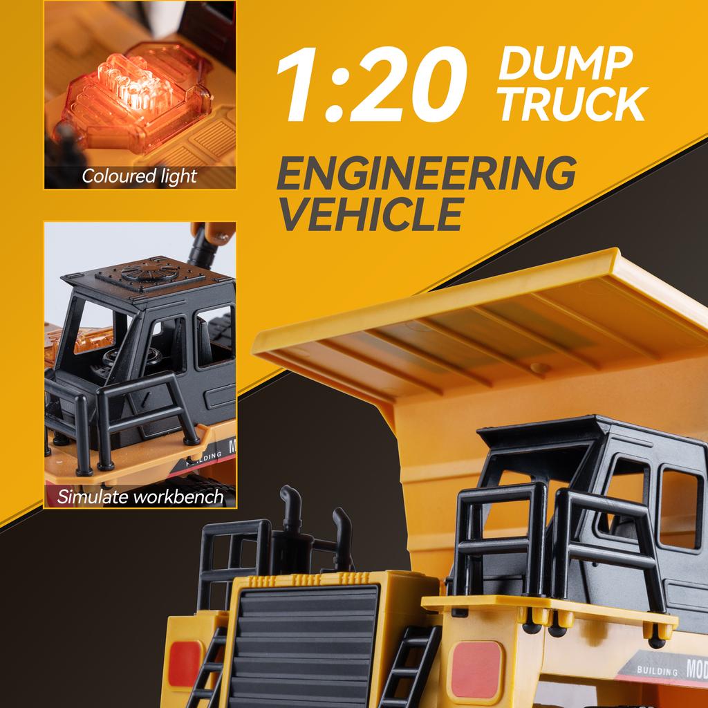 New 2.4G Remote Control Excavator Dump Truck Rc Model Car Toy Professional Alloy Plastic Simulation Construction Vehicle For Kid