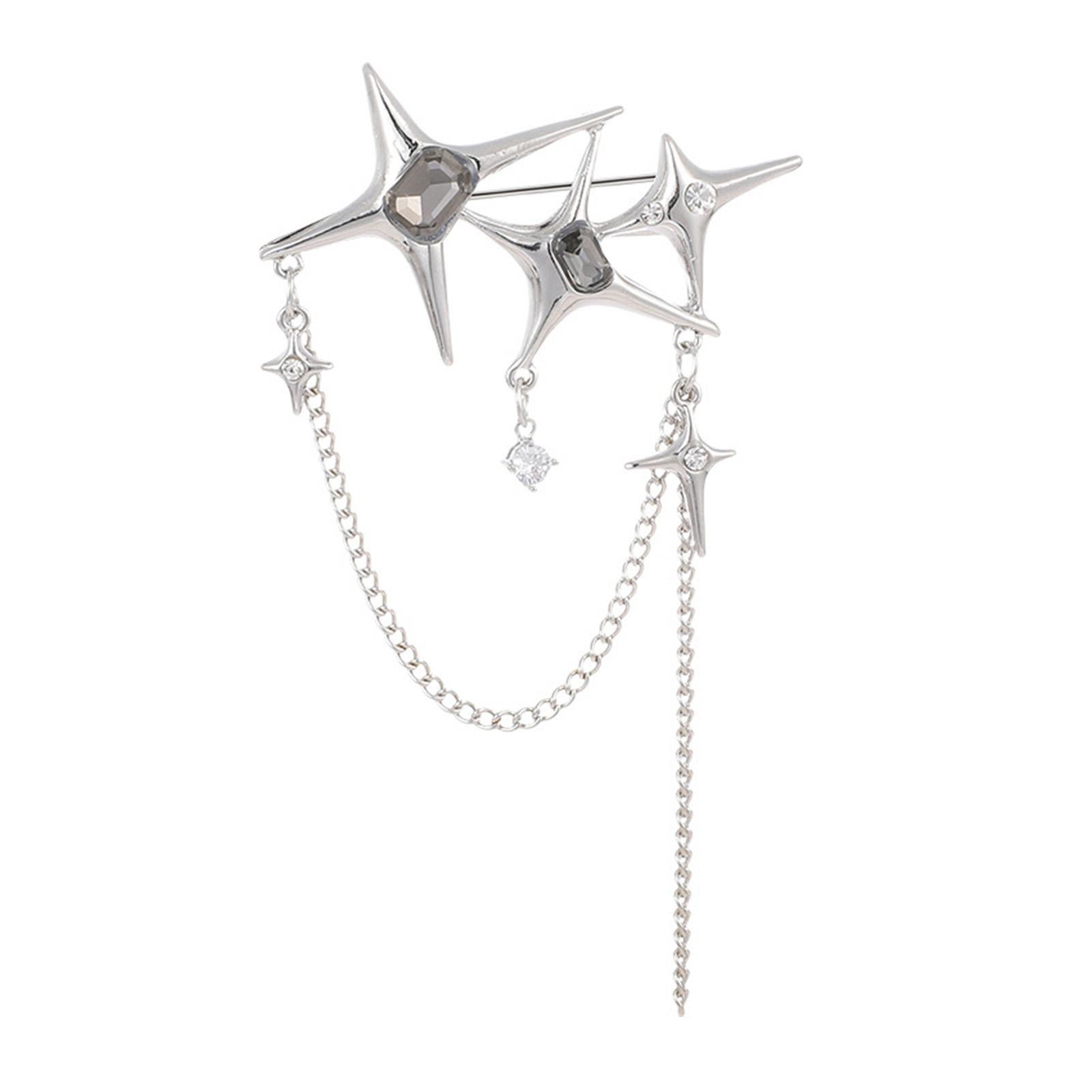 

Four Pointed Star Splicing Women Brooch Stylish Zircon Collar Pin Crystal Breastpin Accessory for Fashion Enthusiasts
