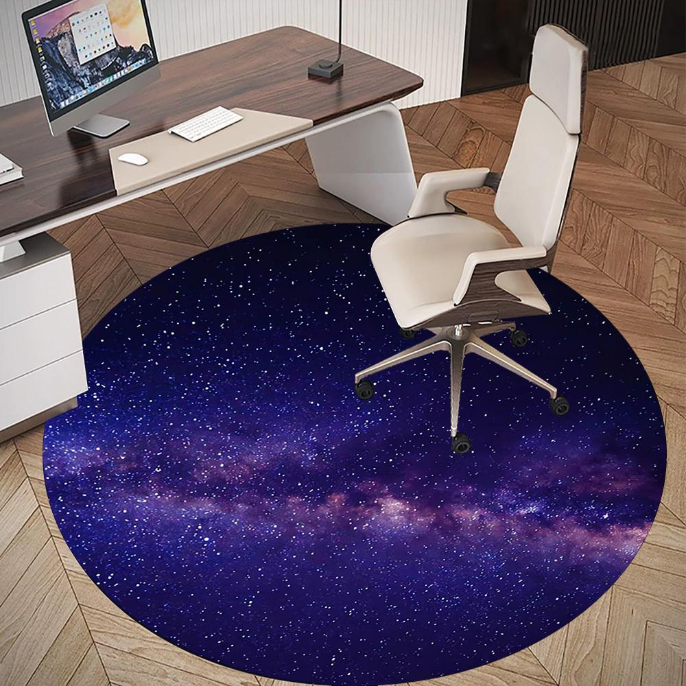 1pc Galaxy Round Chair Mat Area Rug - Non-Slip, Floor Mat for Office, Bedroom, Home Decor Christmas Gift P0811155