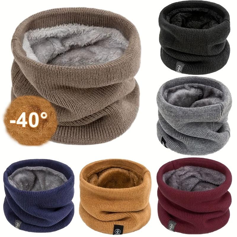 1PC Elegant Solid Color Polyester Scarf - with Velvet Lining - Retractable Knitted Neck - Warm