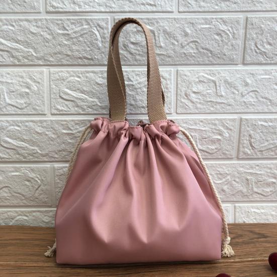 Portable Drawstring Lunch Bag with Handle Large Capacity Multipurpose Waterproof Bento Box Carrier Storage Bag