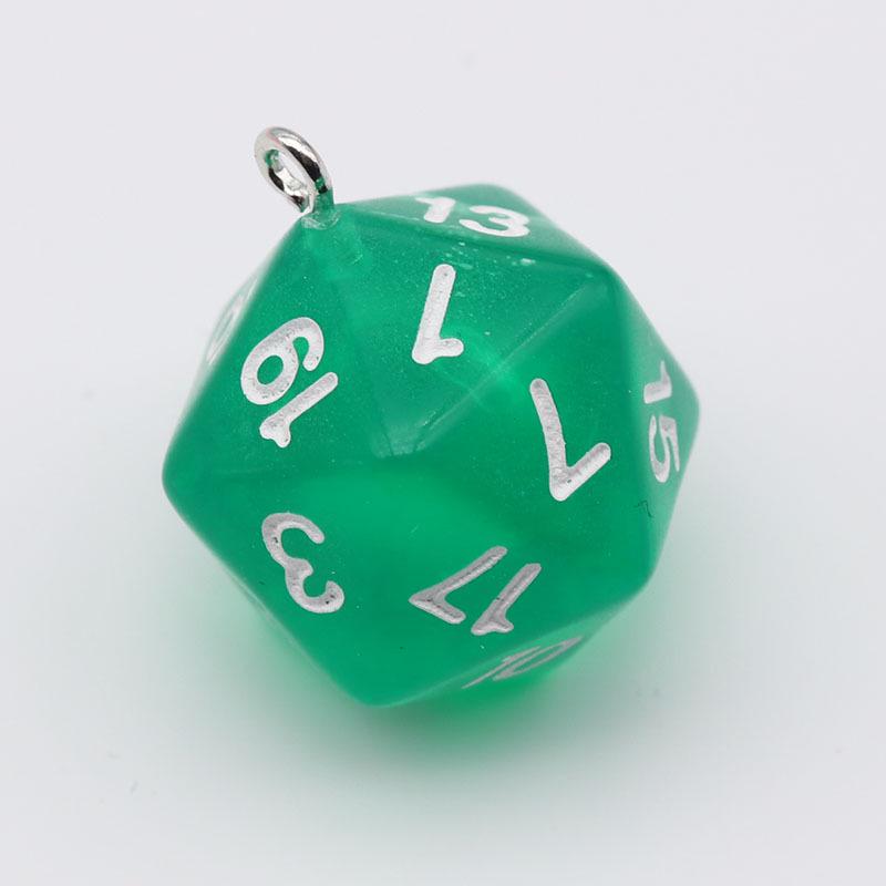 20-Sided Colored Transparent Acrylic Dice Pendant Keychain for DIY Jewelry