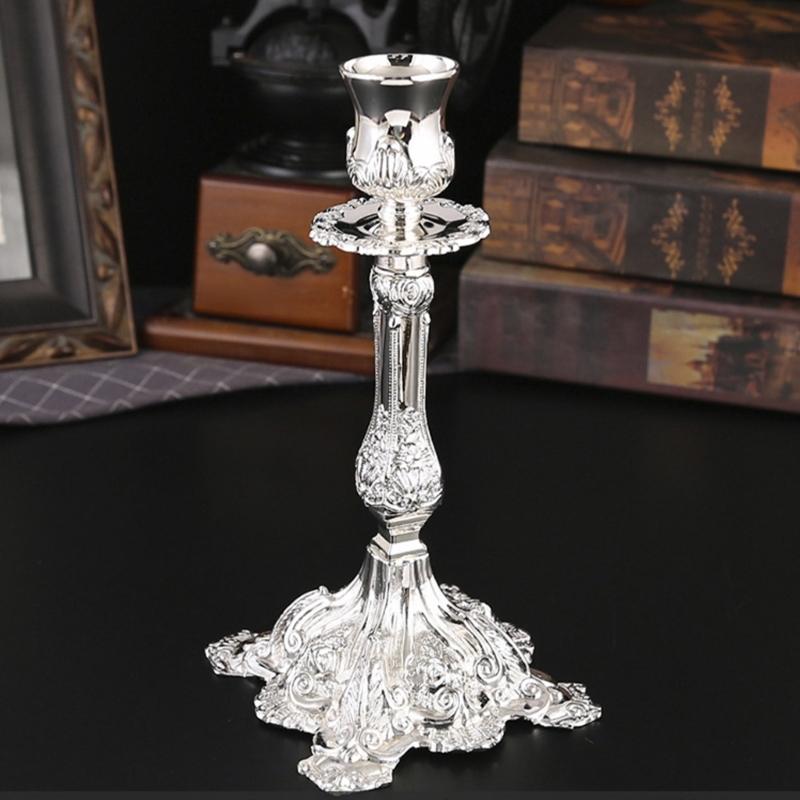 Metal Candle Stand With Intricate Engraved Pattern Antique Taper Candlestick Holders For Weddings And Parties Decoration