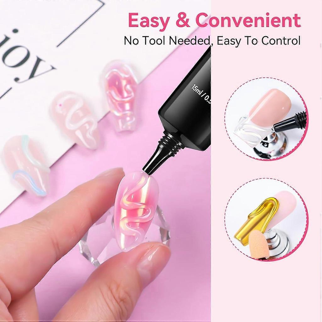 Makartt 3D Gel Nail Art & Chrome Nail Powder Kit: 15g Sculpting Gel for Nail Art No wipe 3D Molding and Metallic Chrome Powder Set for Decoration Ma