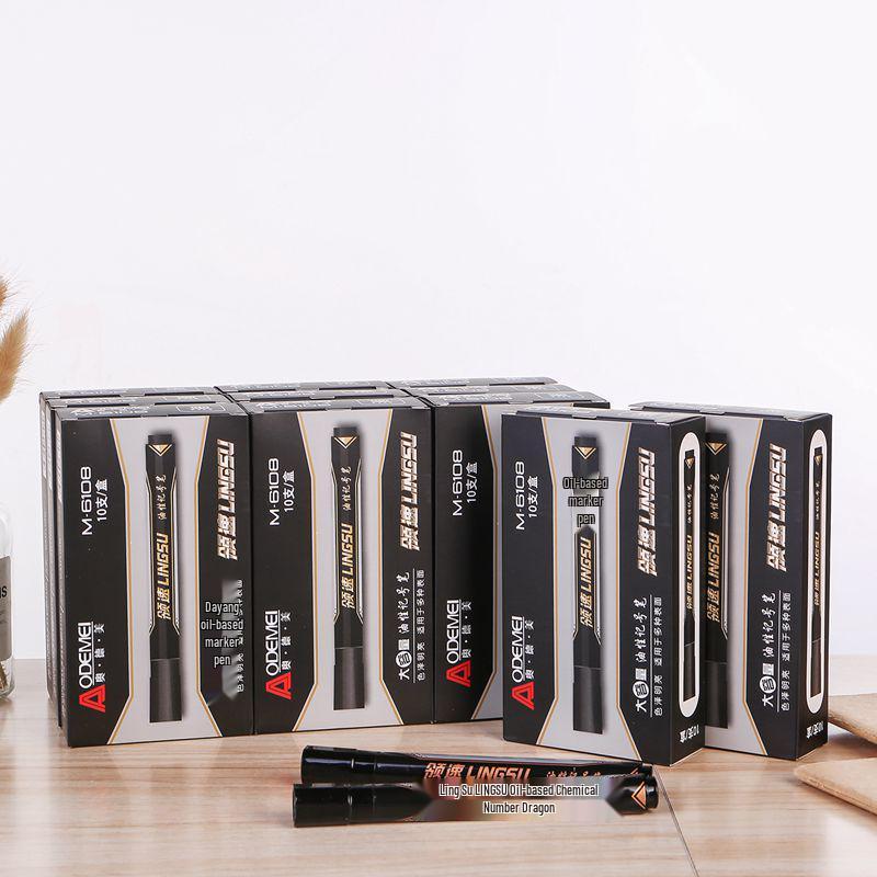 Large Capacity 10-Pack Single Round-tip Marker Pens for Line Marking and Journals