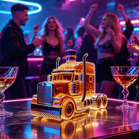 Truck-Shaped Glass Whiskey Decanter, Vintage Carafes for Spirits, Liquor Storage Bottle with Airtight Seal, Home Bar Decor