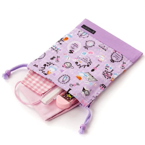 COLORFUL CANDY STYLE Girls' Drawstring Lunch Bag, Perfect for Middle and Elementary School Students, Stylish and Cute, Featuring Alice and the Wonderl