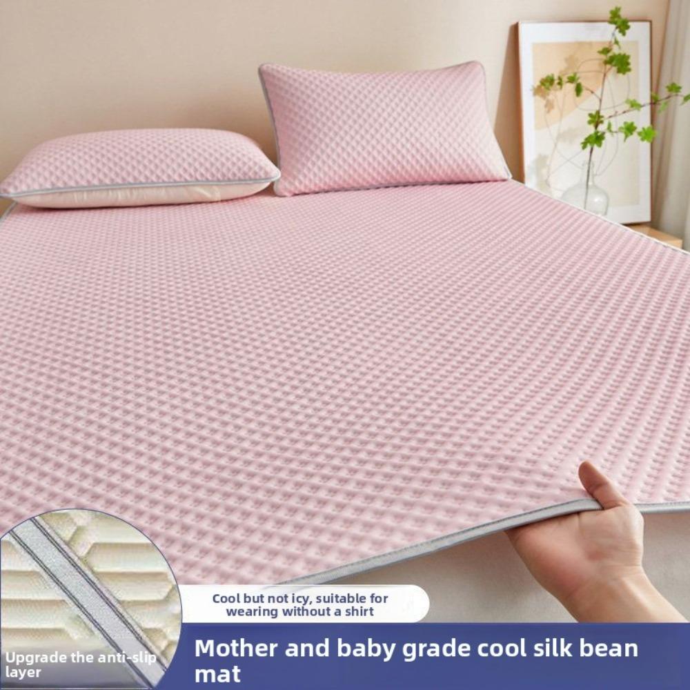 Ice Silk Cooling Mat, Bean Dot Breathable Summer Bed Sheet Style Cooling Mattress for Dorm Home