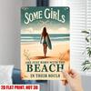 Metal Poster Retro Beach Girl Vinyl Wall Art for Bar Gift