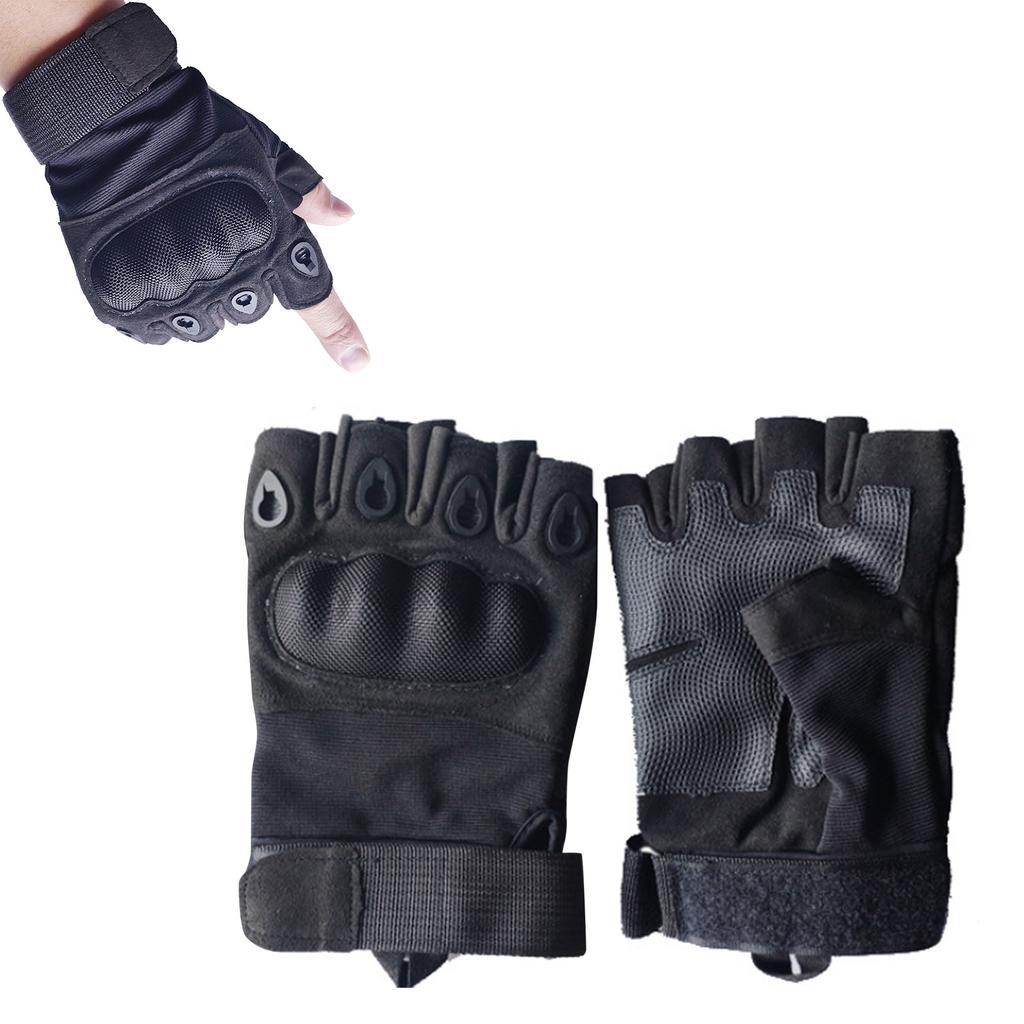2 SZT. Rękawice z Odkrytymi Palcami i Twardymi Kostkami Oddychające Odporne na Zużycie Rękawice Taktyczne do Turystyki L 21‑22cm   8.3‑8.7in