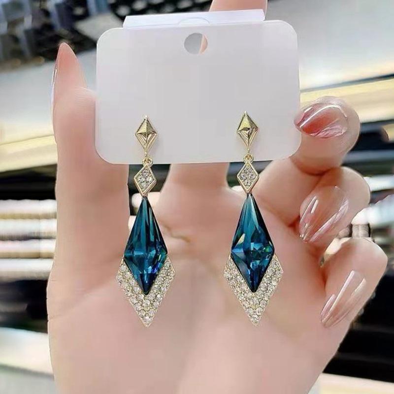 Korean Crystal Teardrop Earrings with Luxury Ear Hooks
