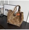 Leopard Tote Bags for Women Vintage Canvas Shoulder Bag Fashi Large Capacity Handbag For School Work Shopping
