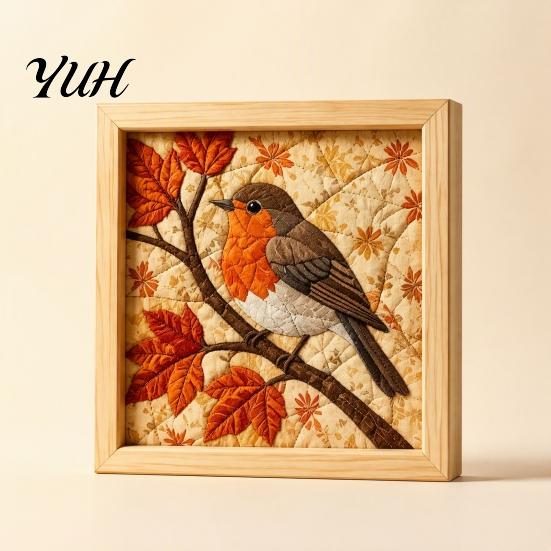 Textile Crafting Supplies DIY Fabric Art Kit, Handmade No-Sew Mosaic Wall Craft with Creative Home Frame, Beginner Friendly Cute Animals Layered