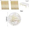 Elegant Gold Polka Dot Stamping Happy Birthday Party Decor Supplies Disposable Tableware Set