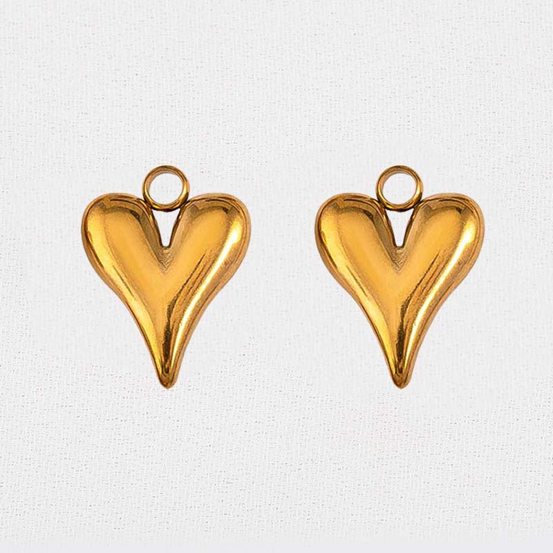 5pcs Stainless Steel Double Hole Love Heart Charms Gold Plated Hearts Pendant for DIY Jewelry Findings Necklace Earring Supplies