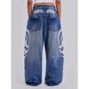 FlowStreet Jeansy z nadrukiem Moda Nowe Harajuku High Street Duży rozmiar Luźne spodnie Codzienne Jeansy z wysokim stanem