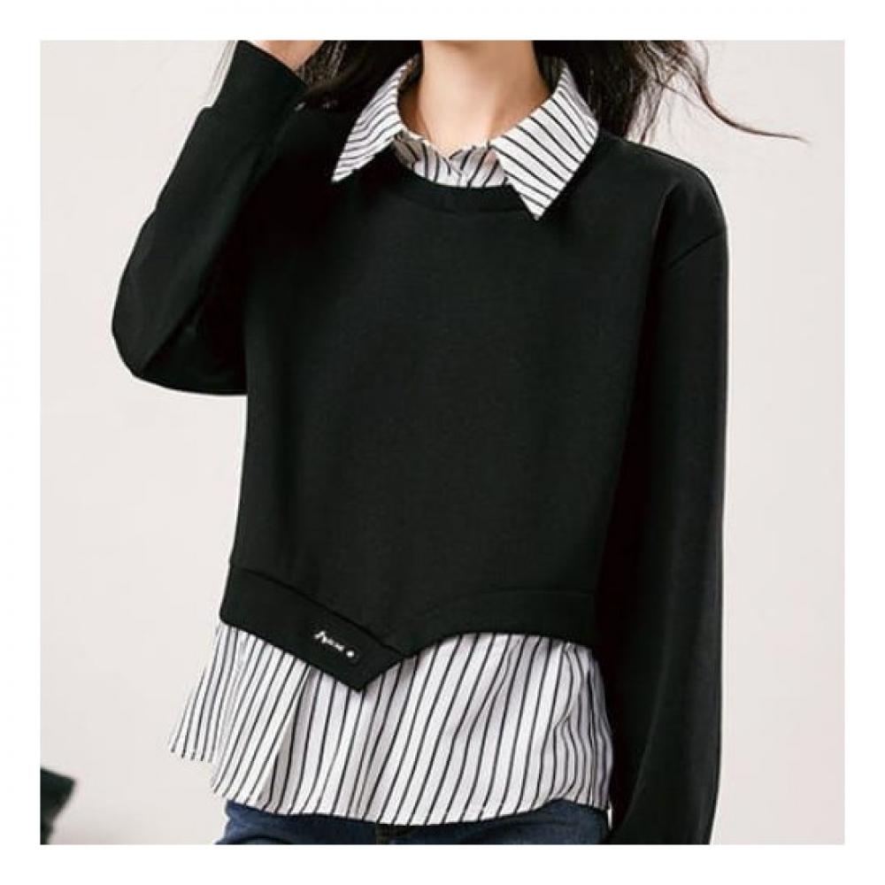 Navava Women S caSual STripe Two In One T ShirT nT2039