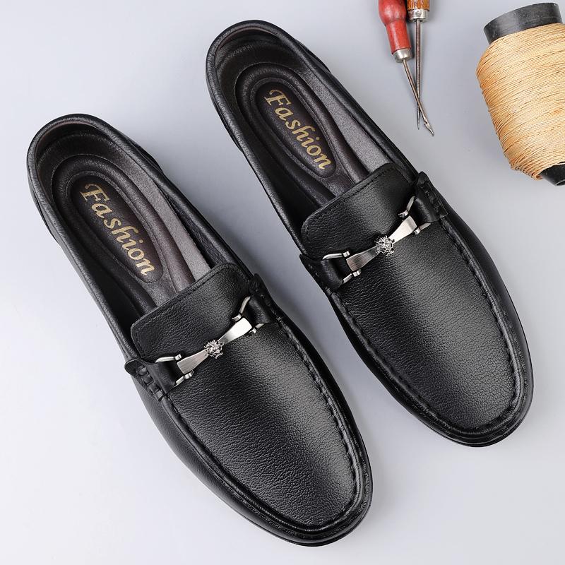Fashion New Men Luxury Advanced Premium Genuine Leather Shoes Texture Simple Men's Non-slip Soft Leisure Business Office Loafer Shoes