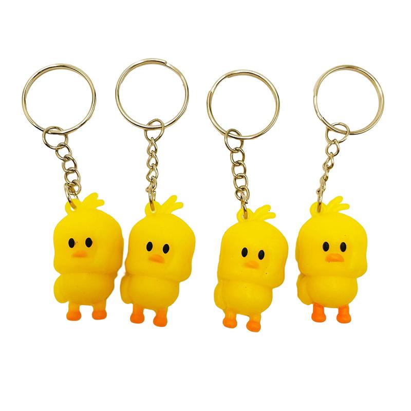 Liten gul and nøkkelring Pvc mykt lim Tegneserie Dyr Telefonanheng Bilnøkkelring Ryggsekkpynt Studentveskedekor Tilbehør